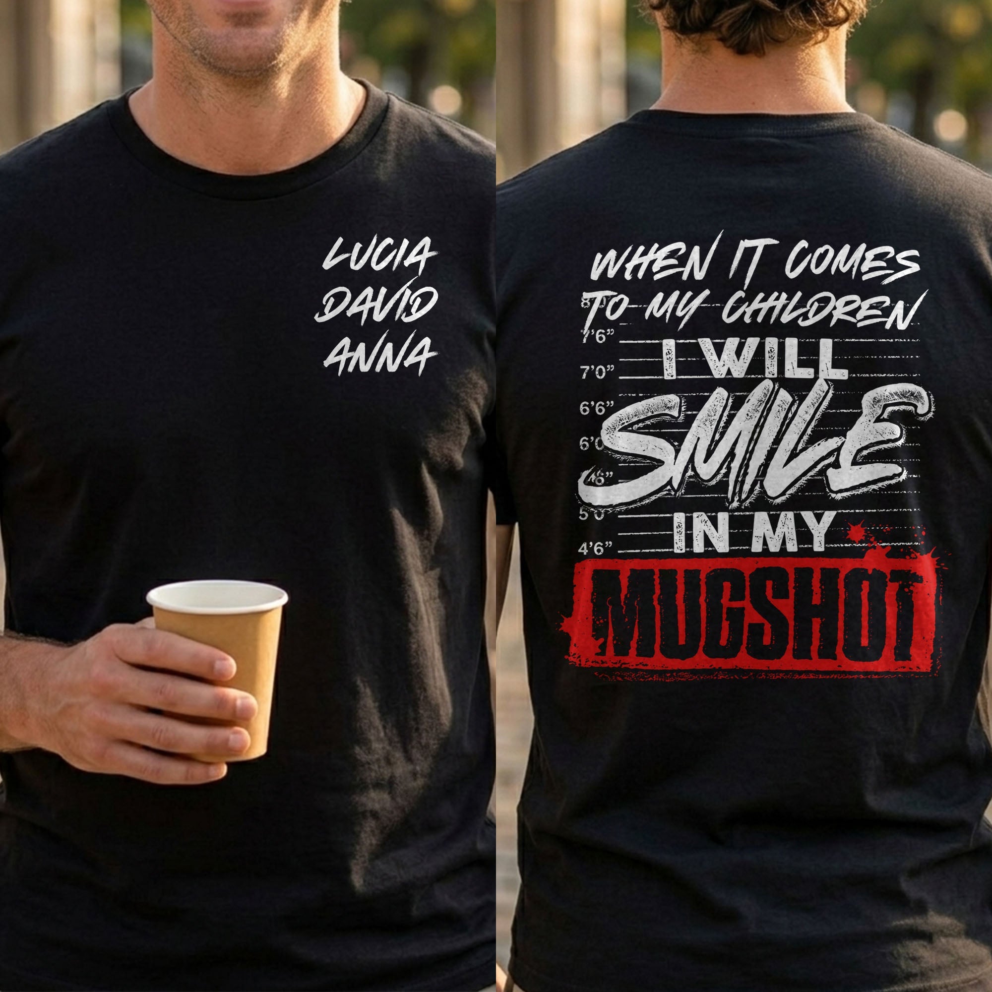 Personalized Custom T-Shirt for Dad Custom Names Gift Idea T-Shirt Font and Back GradoCreations