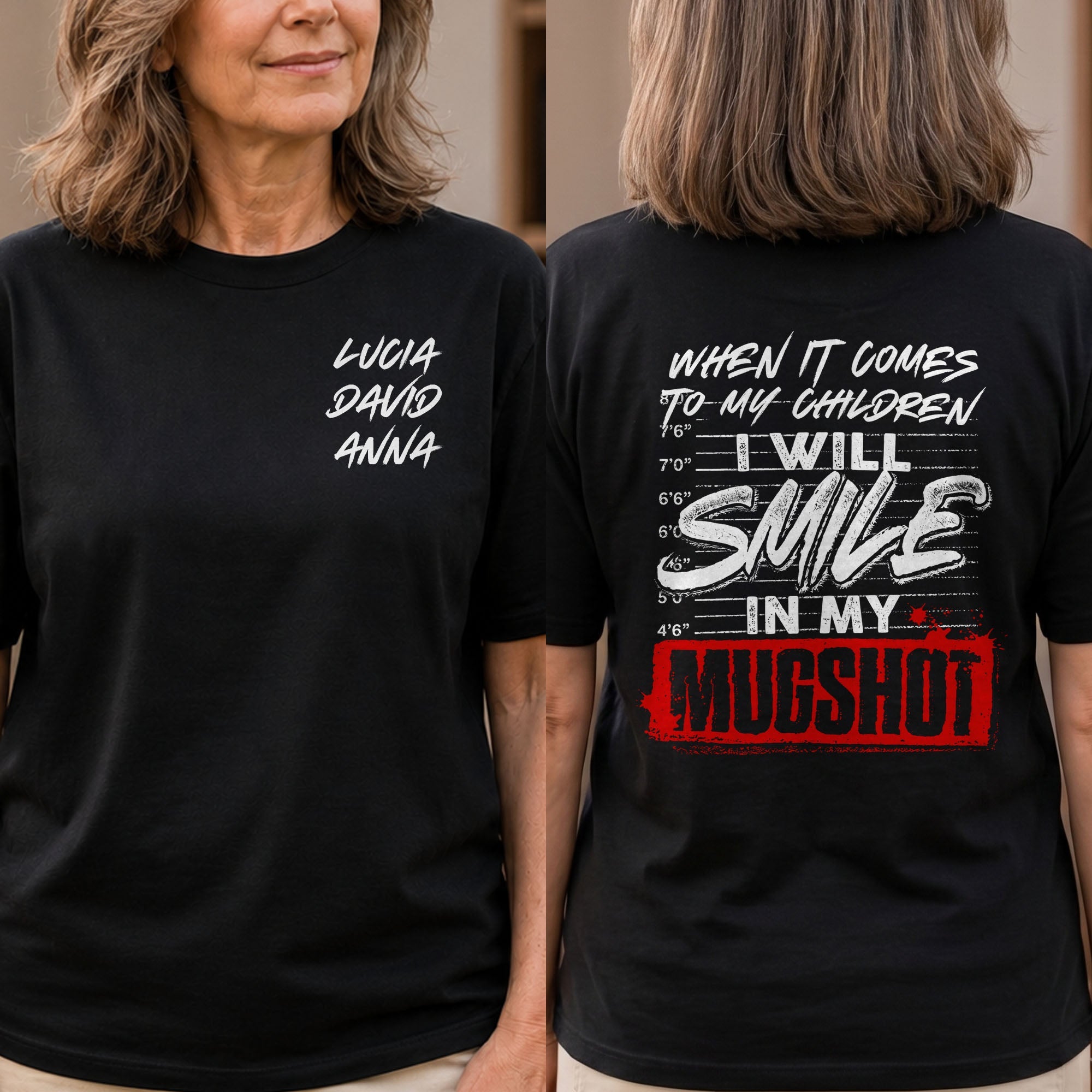 Personalized Custom T-Shirt for Dad Custom Names Gift Idea T-Shirt Font and Back GradoCreations