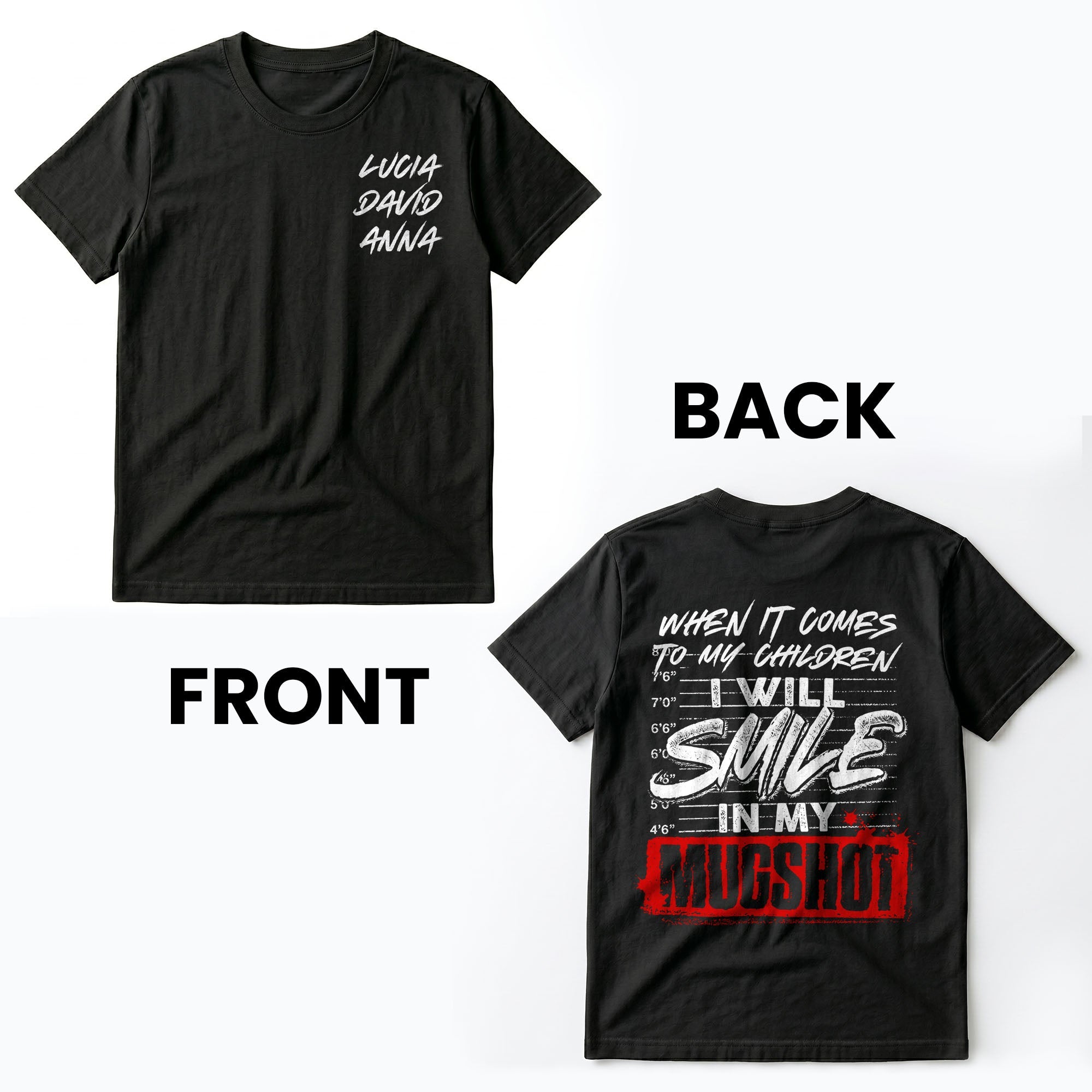 Personalized Custom T-Shirt for Dad Custom Names Gift Idea T-Shirt Font and Back GradoCreations