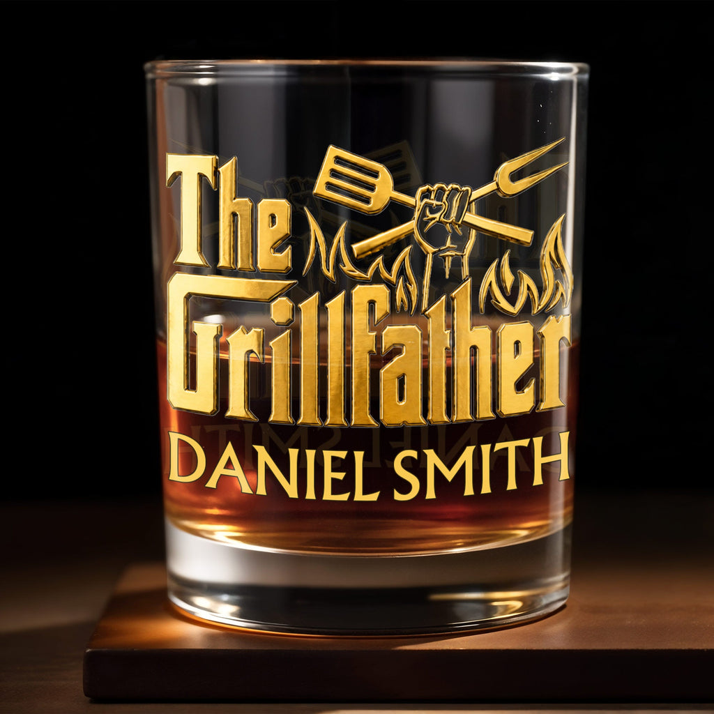 Personalized Custom Whiskey Glass Gift for Dad with Flames Design Whiskey Glass GradoCreations