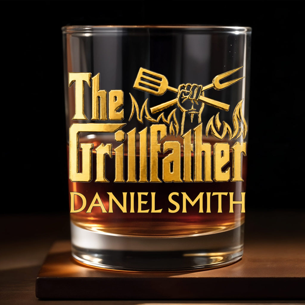 Personalized Custom Whiskey Glass Gift for Dad with Flames Design Whiskey Glass GradoCreations