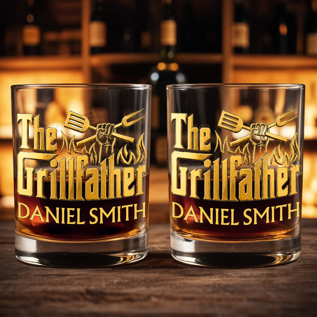 Personalized Custom Whiskey Glass Gift for Dad with Flames Design Whiskey Glass GradoCreations