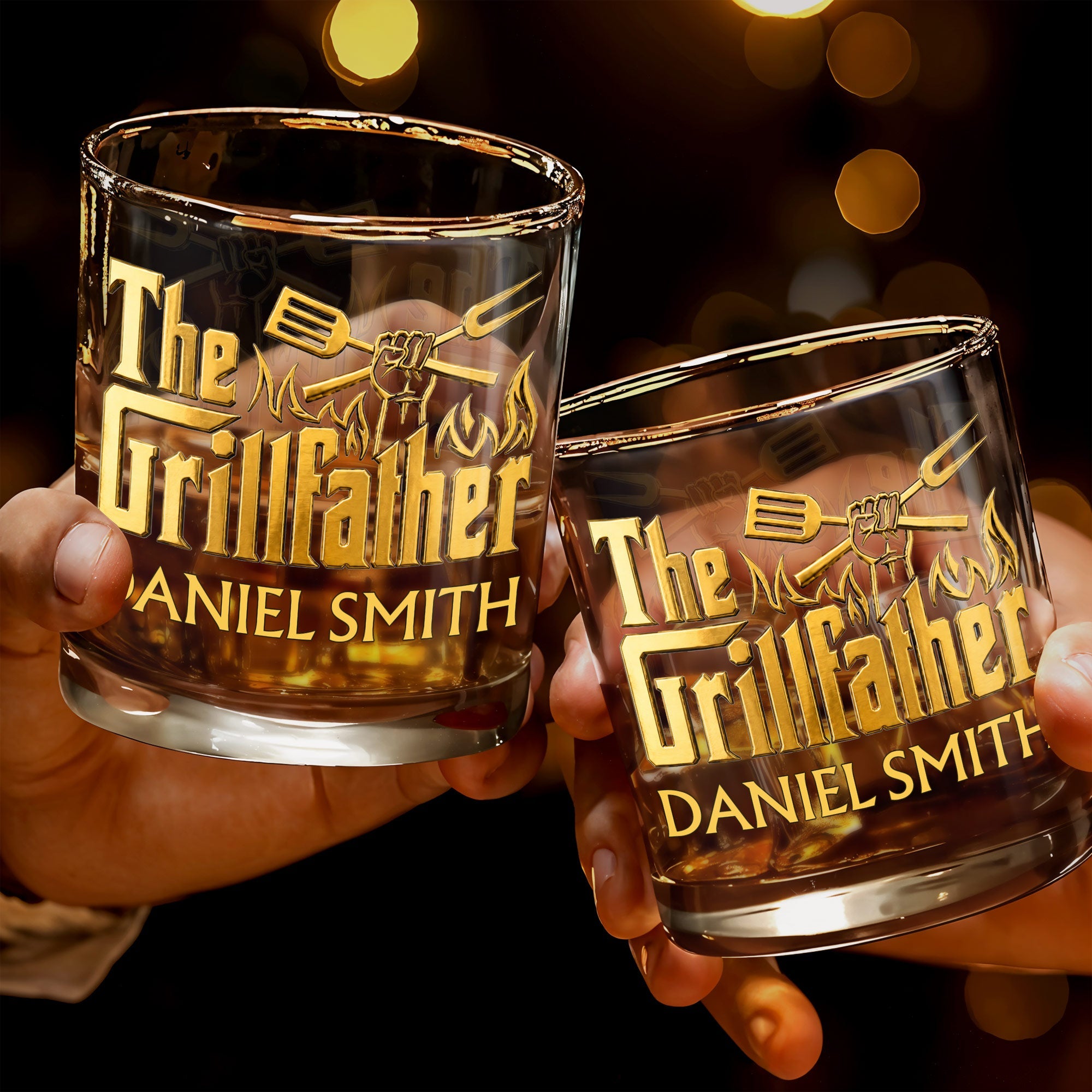 Personalized Custom Whiskey Glass Gift for Dad with Flames Design Whiskey Glass GradoCreations