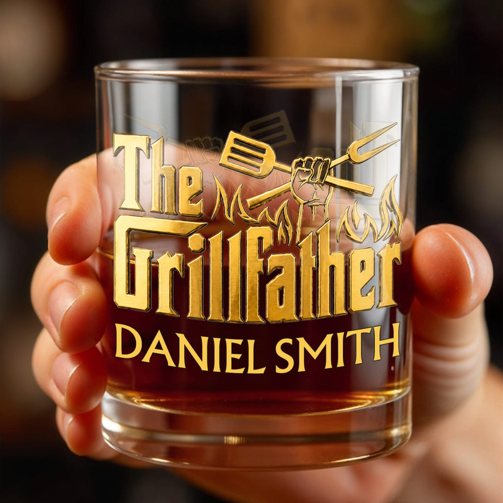 Personalized Custom Whiskey Glass Gift for Dad with Flames Design Whiskey Glass GradoCreations