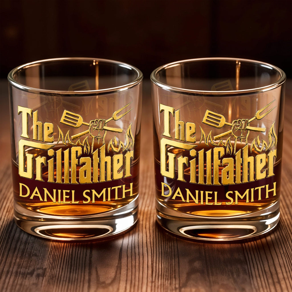Personalized Custom Whiskey Glass Gift for Dad with Flames Design Whiskey Glass GradoCreations