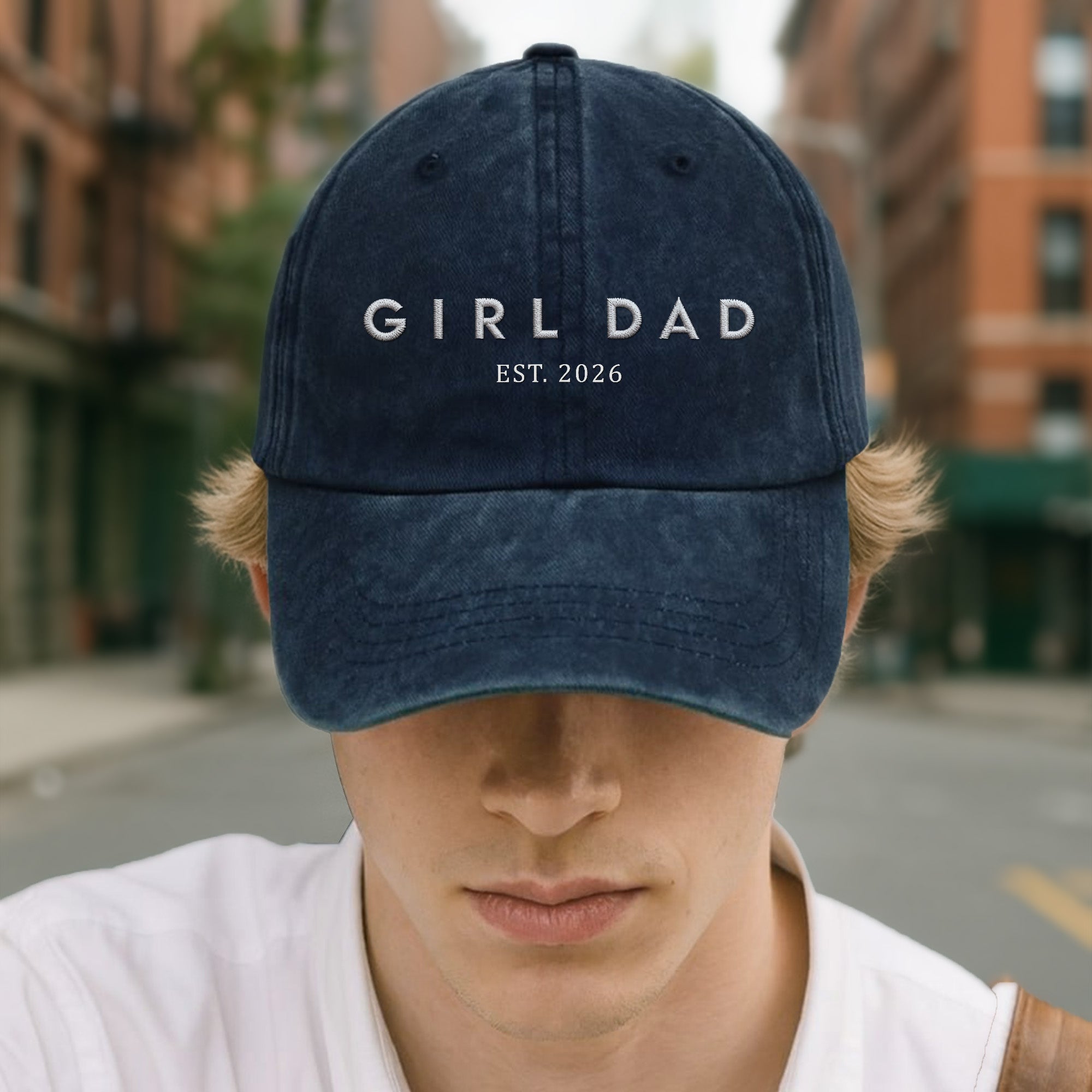 Personalized Washed Denim Cap Custom Year Gift for Dad