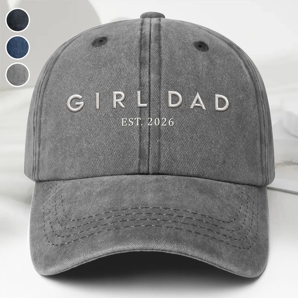 Personalized Washed Denim Cap Custom Year Gift for Dad Washed Denim Cap GradoCreations