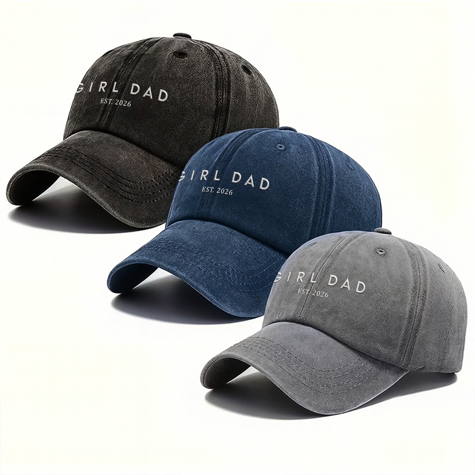 Personalized Washed Denim Cap Custom Year Gift for Dad Washed Denim Cap GradoCreations