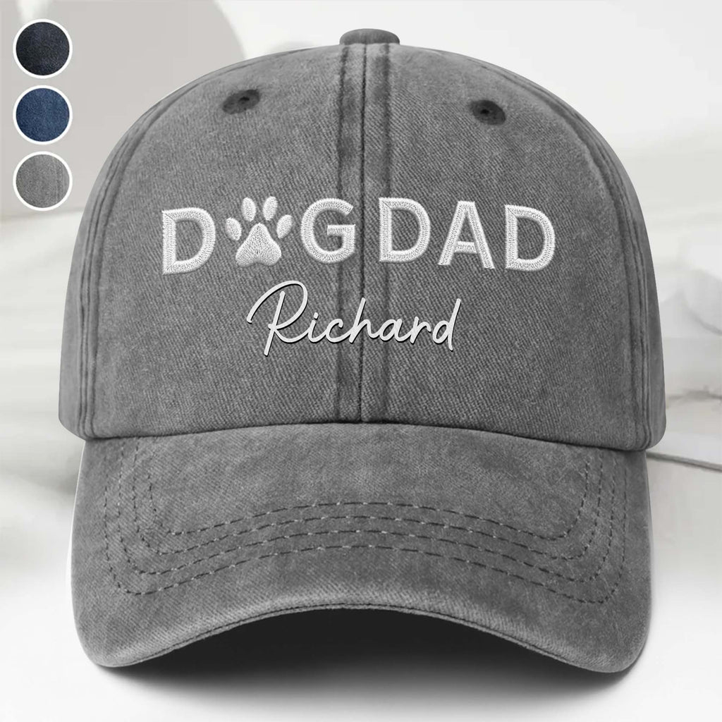 Personalized Dog Dad Denim Cap Custom Name Gift for Him Washed Denim Cap GradoCreations