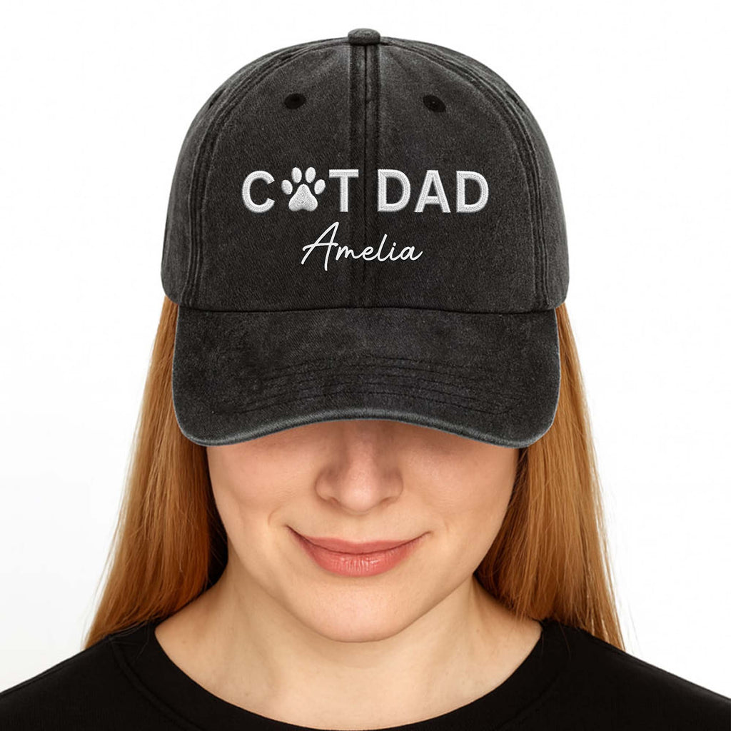 Personalized Dog Dad Denim Cap Custom Name Gift for Him Washed Denim Cap GradoCreations