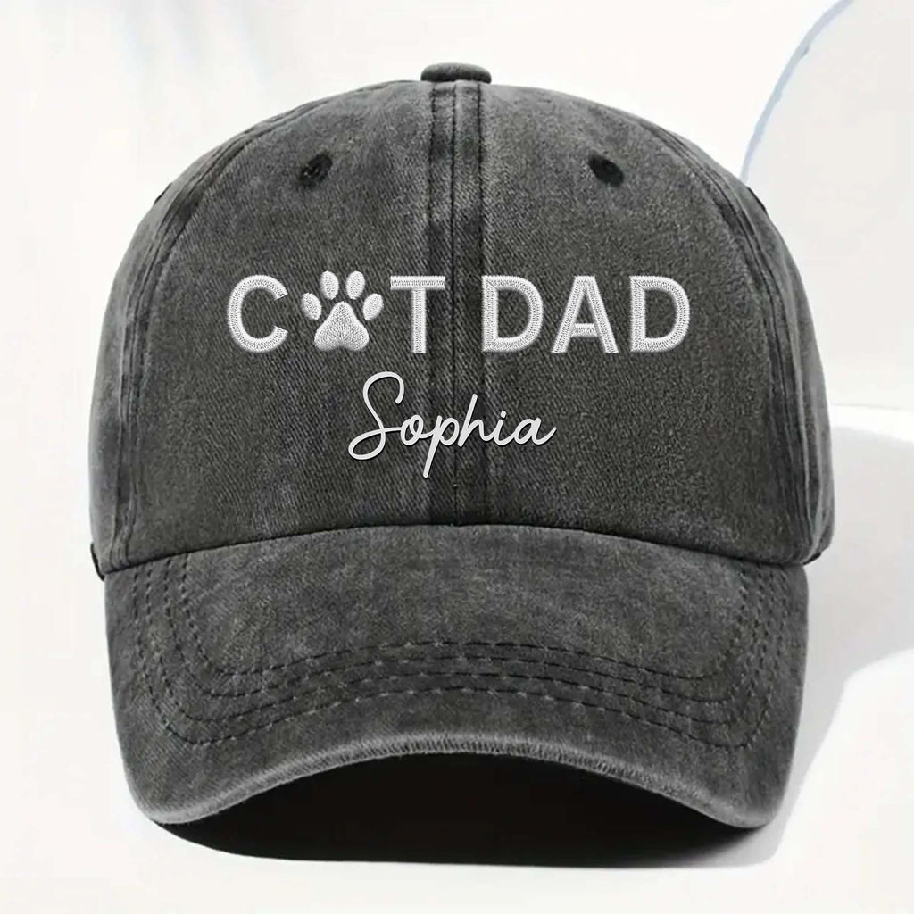 Personalized Dog Dad Denim Cap Custom Name Gift for Him Washed Denim Cap GradoCreations