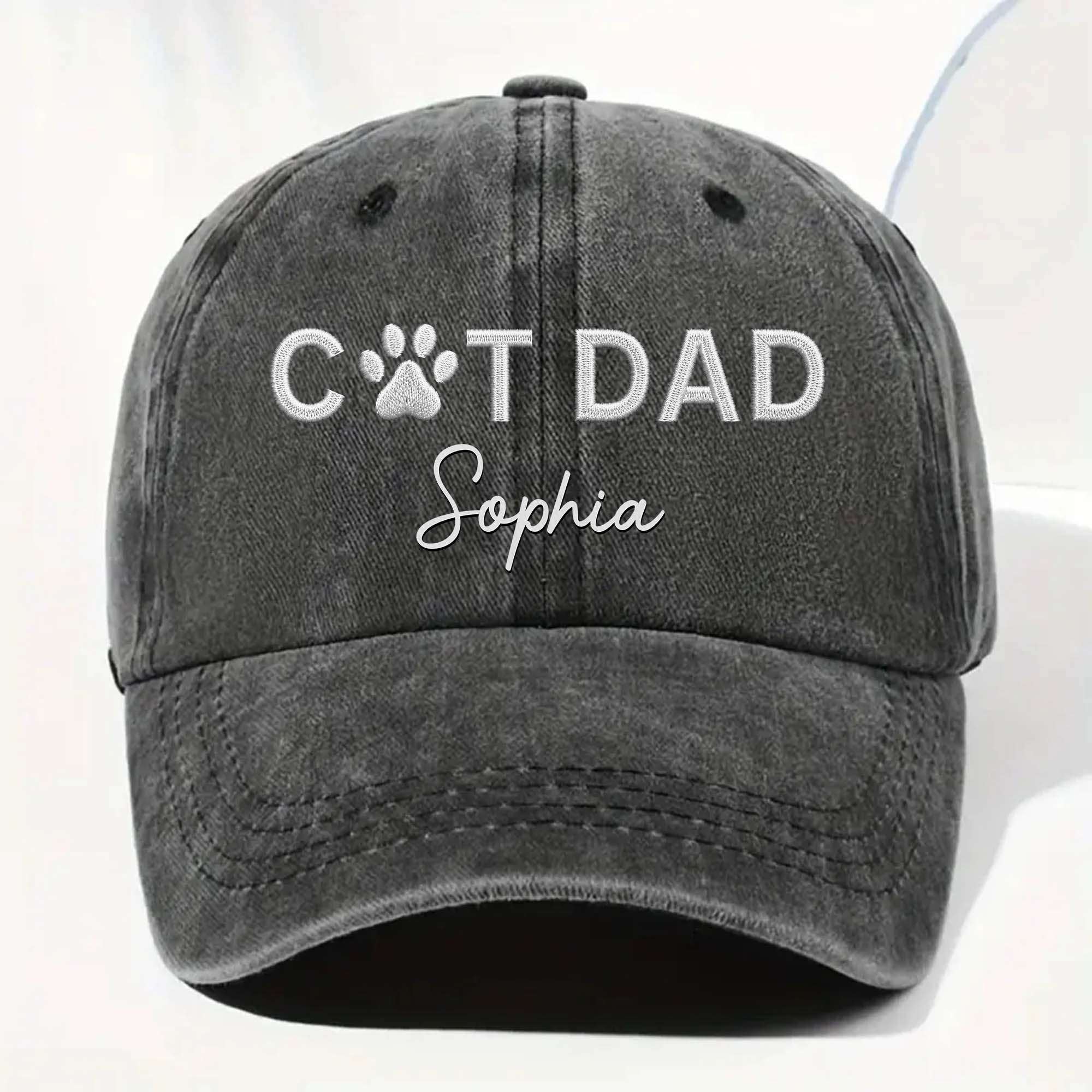 Personalized Dog Dad Denim Cap Custom Name Gift for Him Washed Denim Cap GradoCreations