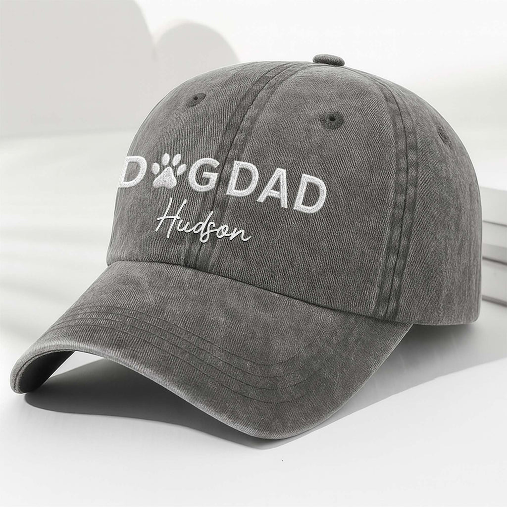 Personalized Dog Dad Denim Cap Custom Name Gift for Him Washed Denim Cap GradoCreations