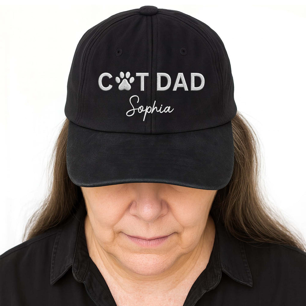 Personalized Dog Dad Denim Cap Custom Name Gift for Him Washed Denim Cap GradoCreations