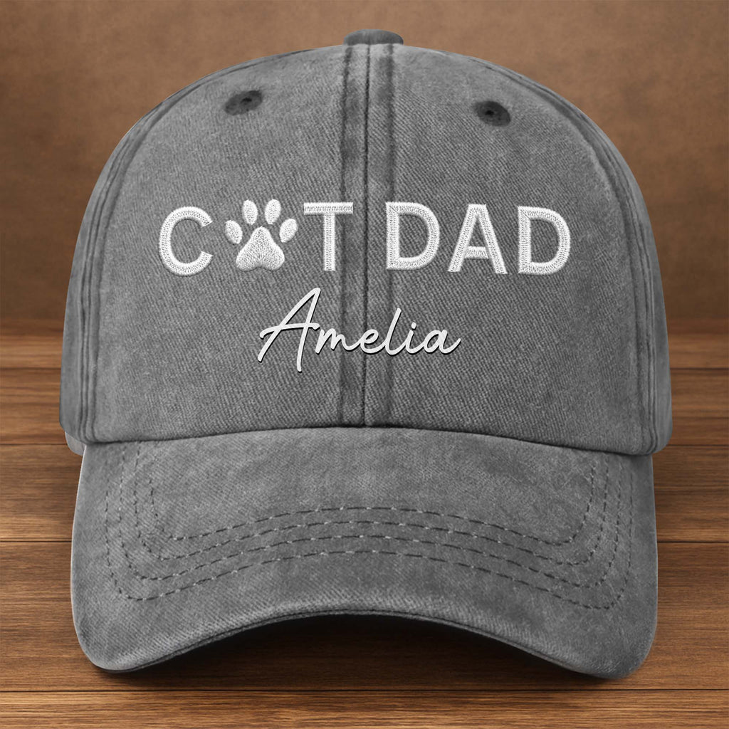 Personalized Dog Dad Denim Cap Custom Name Gift for Him Washed Denim Cap GradoCreations