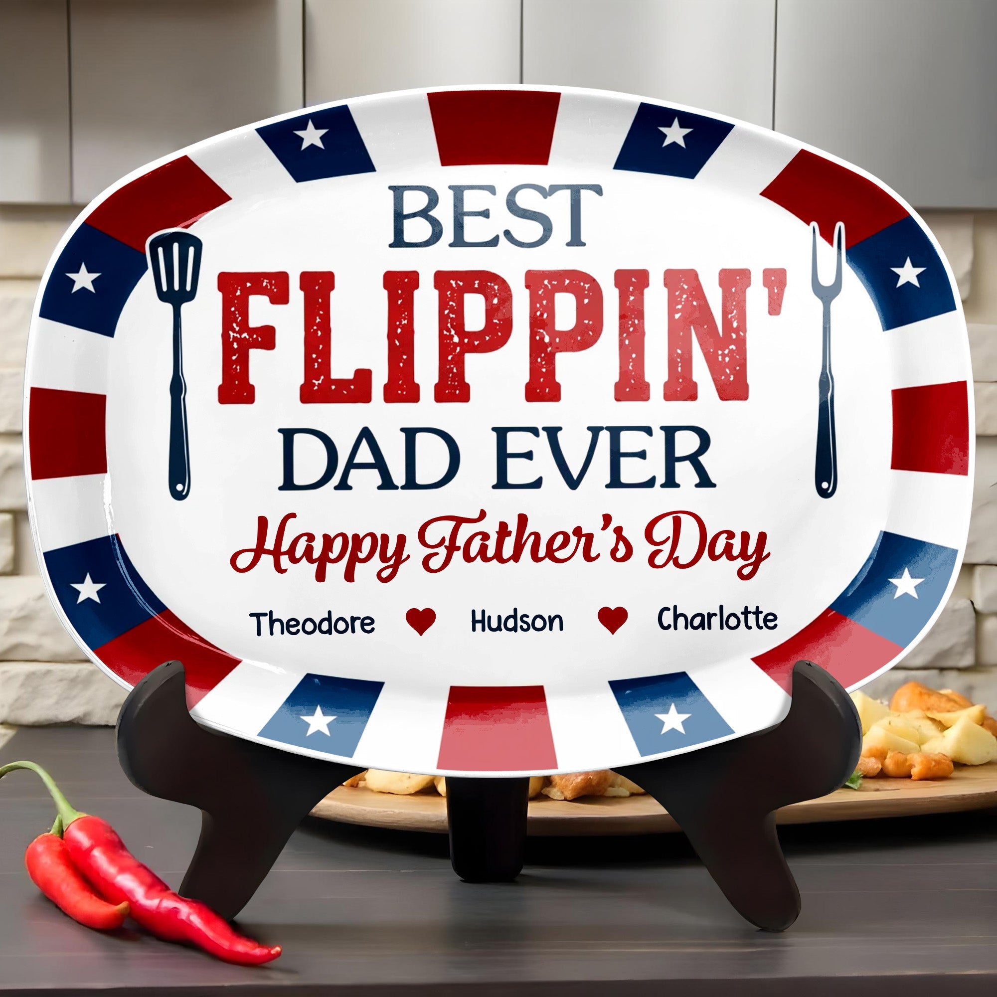 Personalized BBQ Theme Custom Plate Gift for Dad - Father's Day Custom Plate GradoCreations