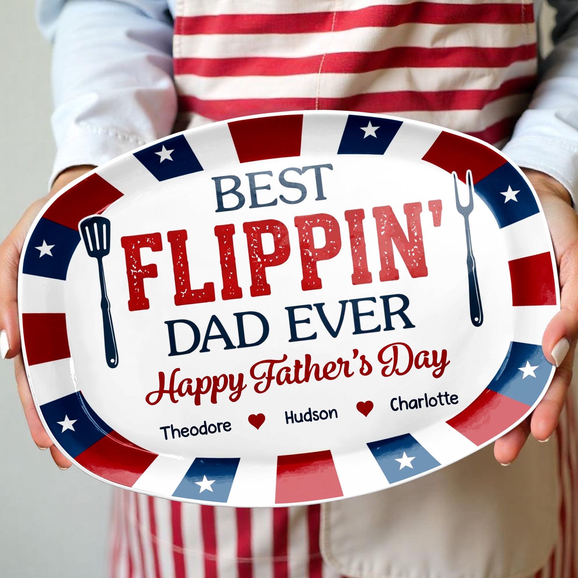 Personalized BBQ Theme Custom Plate Gift for Dad - Father's Day Custom Plate GradoCreations