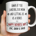 Personalized Coffee Mug for Bonus Dad Smiley Stars Gift Edge-to-edge Mug GradoCreations