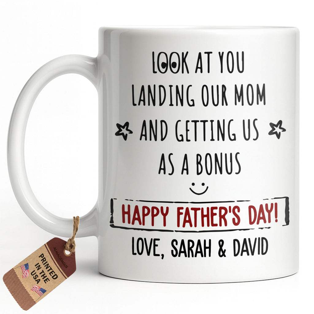 Personalized Coffee Mug for Bonus Dad Smiley Stars Gift Edge-to-edge Mug GradoCreations