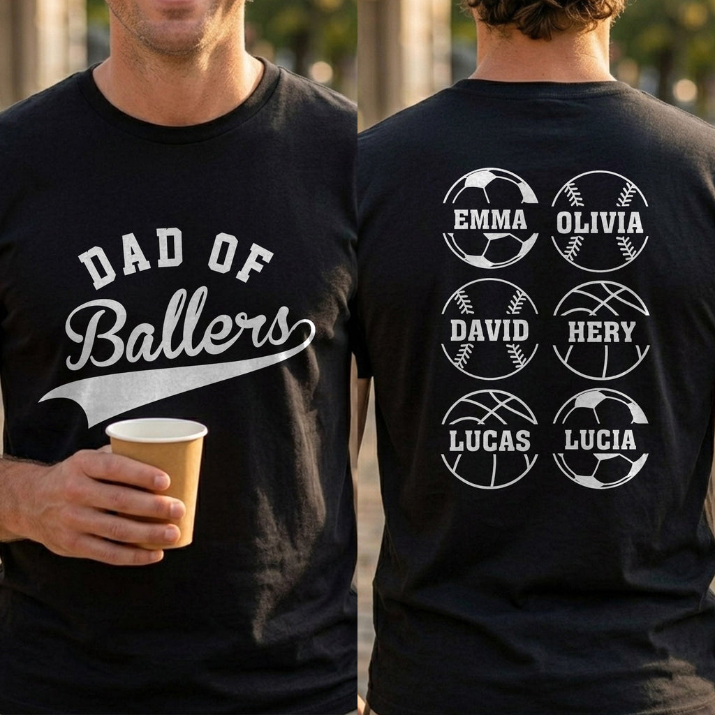 Personalized Custom T-Shirt for Dad with Sport Icons Gift T-Shirt Font and Back GradoCreations