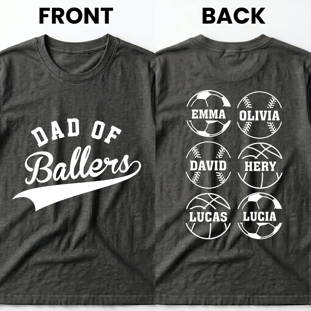 Personalized Custom T-Shirt for Dad with Sport Icons Gift T-Shirt Font and Back GradoCreations