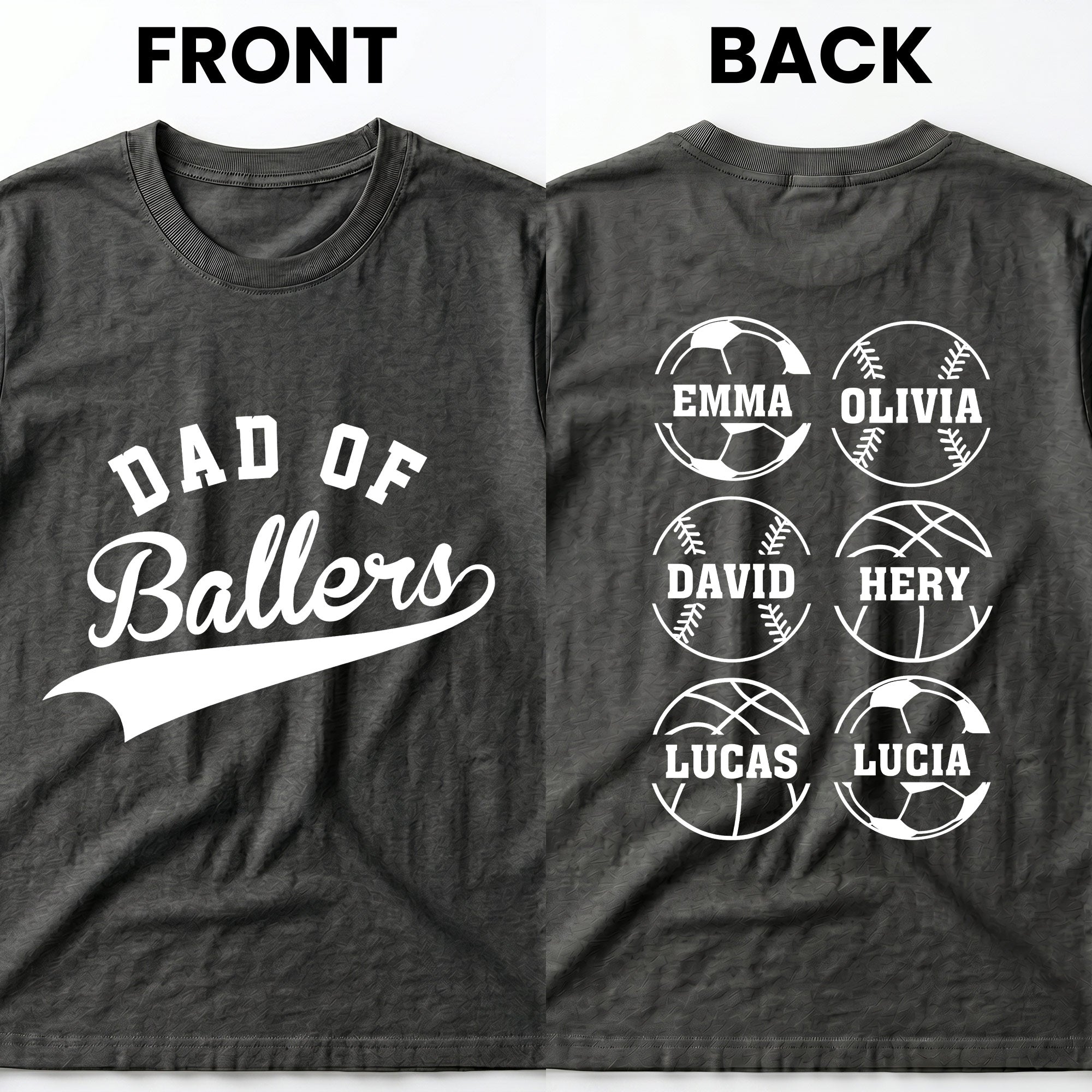 Personalized Custom T-Shirt for Dad with Sport Icons Gift T-Shirt Font and Back GradoCreations
