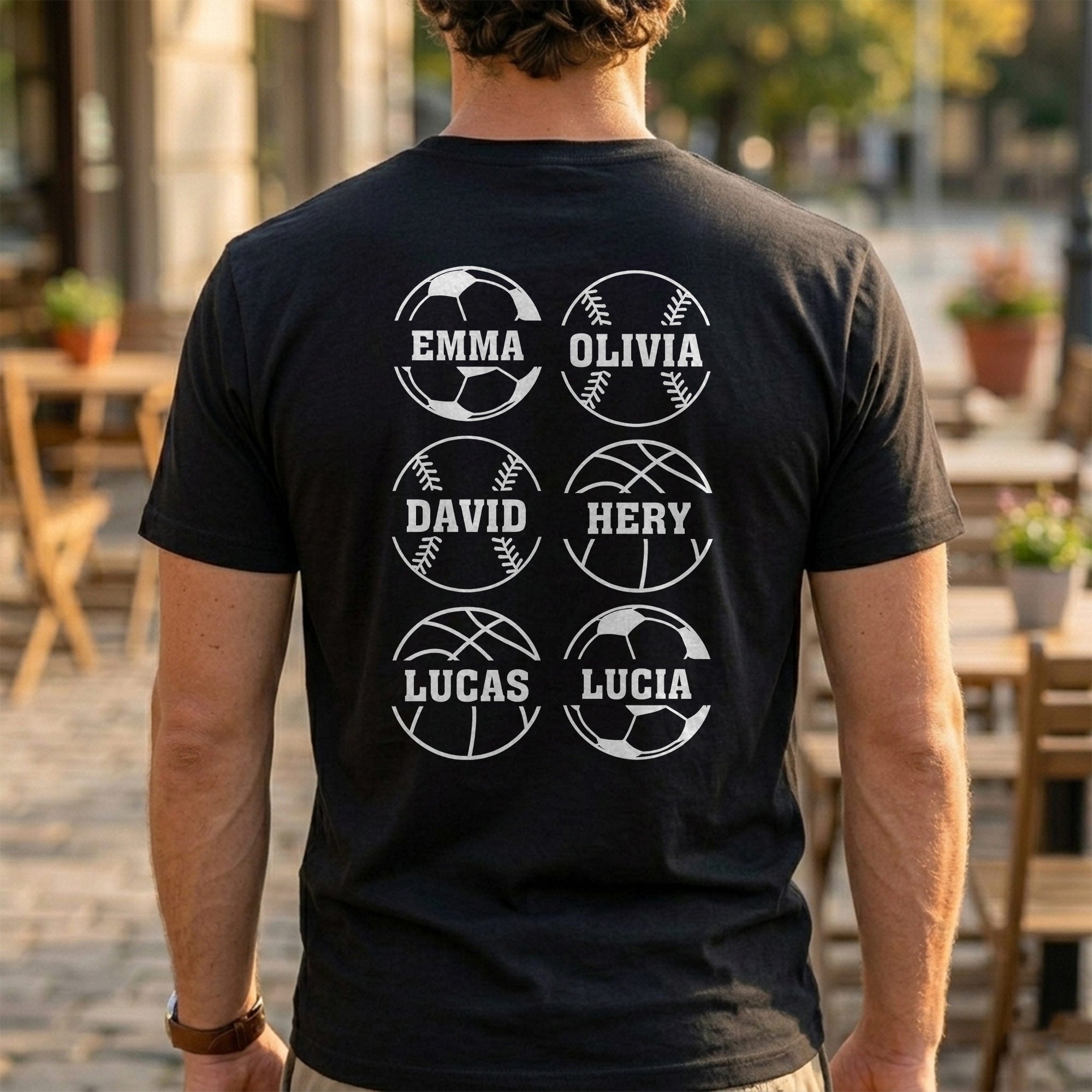 Personalized Custom T-Shirt for Dad with Sport Icons Gift T-Shirt Font and Back GradoCreations