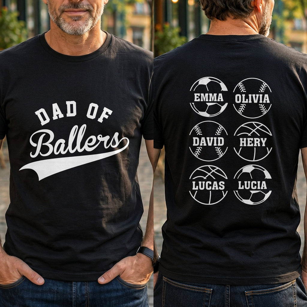 Personalized Custom T-Shirt for Dad with Sport Icons Gift T-Shirt Font and Back GradoCreations