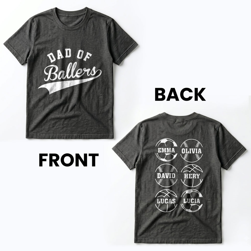 Personalized Custom T-Shirt for Dad with Sport Icons Gift T-Shirt Font and Back GradoCreations