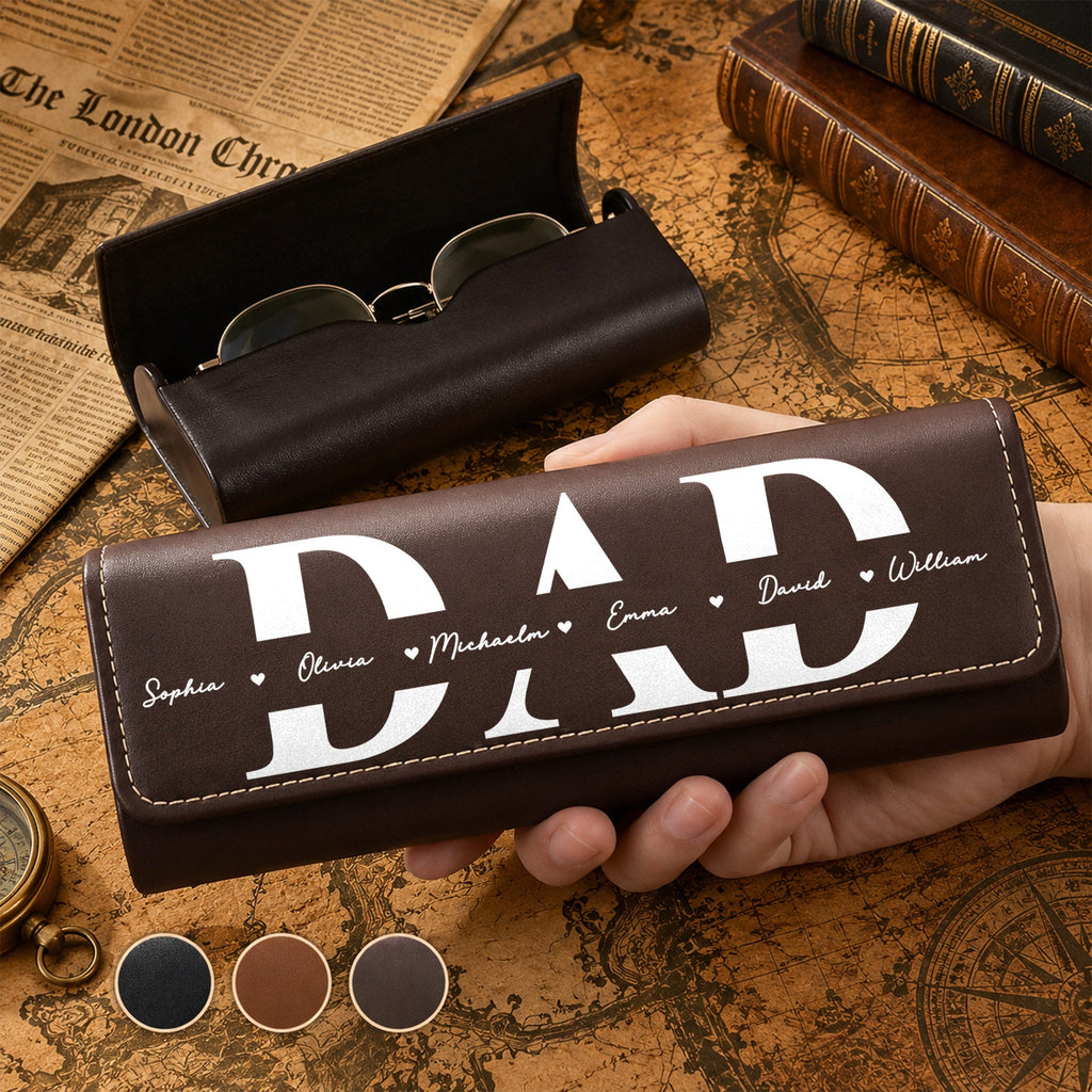 Personalized Leather Eyeglass Case Custom Name Gift for Dad Leather Eyeglass Case GradoCreations