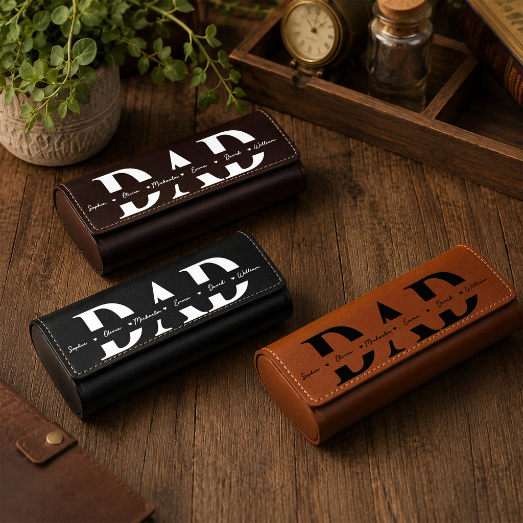 Personalized Leather Eyeglass Case Custom Name Gift for Dad Leather Eyeglass Case GradoCreations