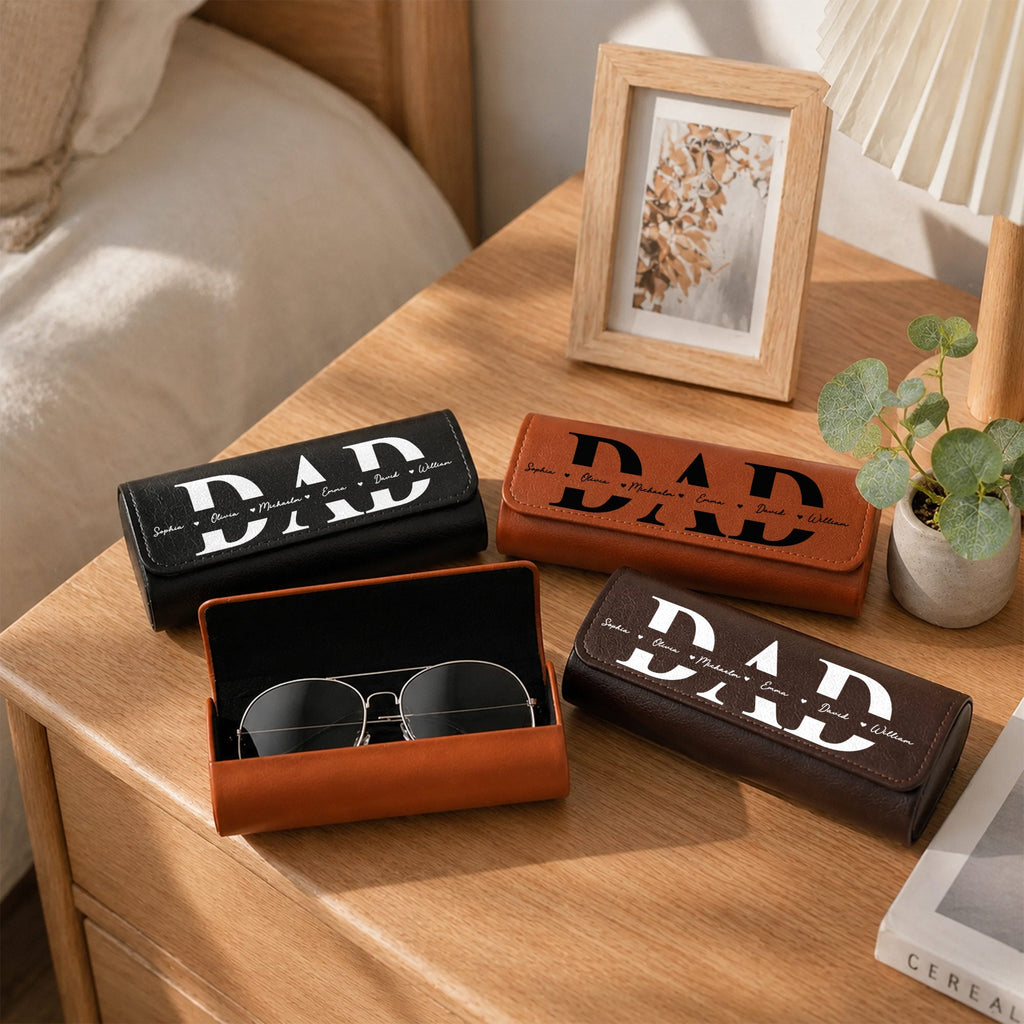 Personalized Leather Eyeglass Case Custom Name Gift for Dad Leather Eyeglass Case GradoCreations
