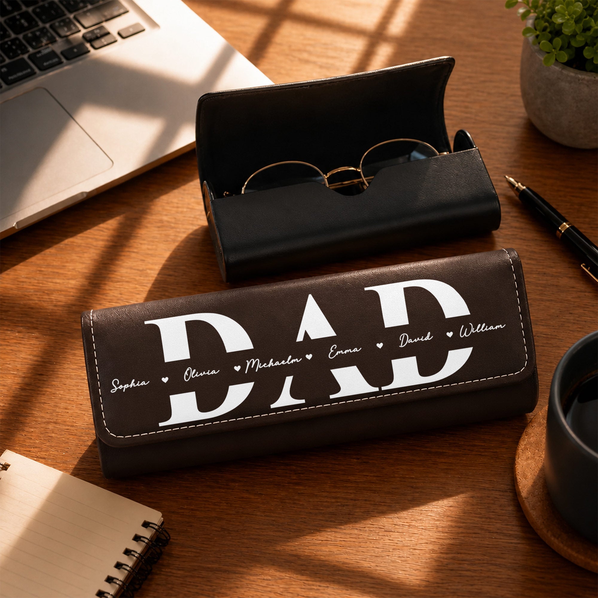 Personalized Leather Eyeglass Case Custom Name Gift for Dad Leather Eyeglass Case GradoCreations