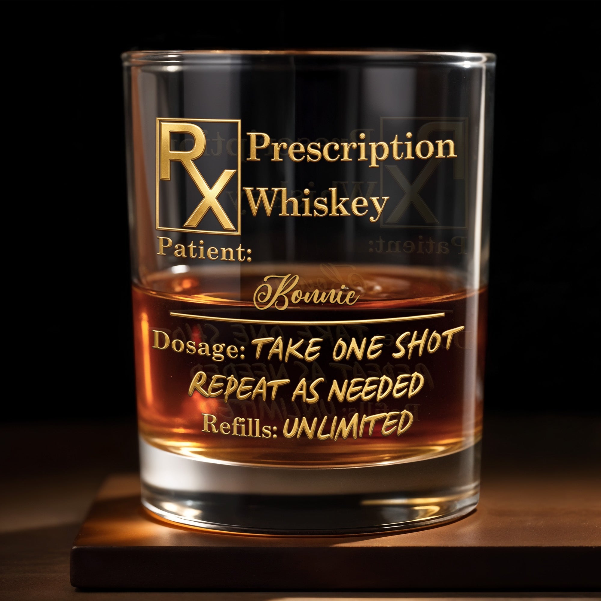 Personalized Custom Whiskey Glass Gift for Dad with RX Symbol Whiskey Glass GradoCreations