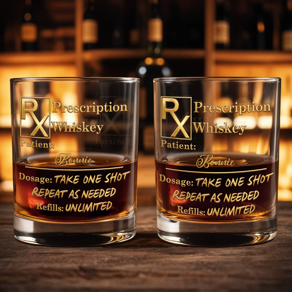 Personalized Custom Whiskey Glass Gift for Dad with RX Symbol Whiskey Glass GradoCreations