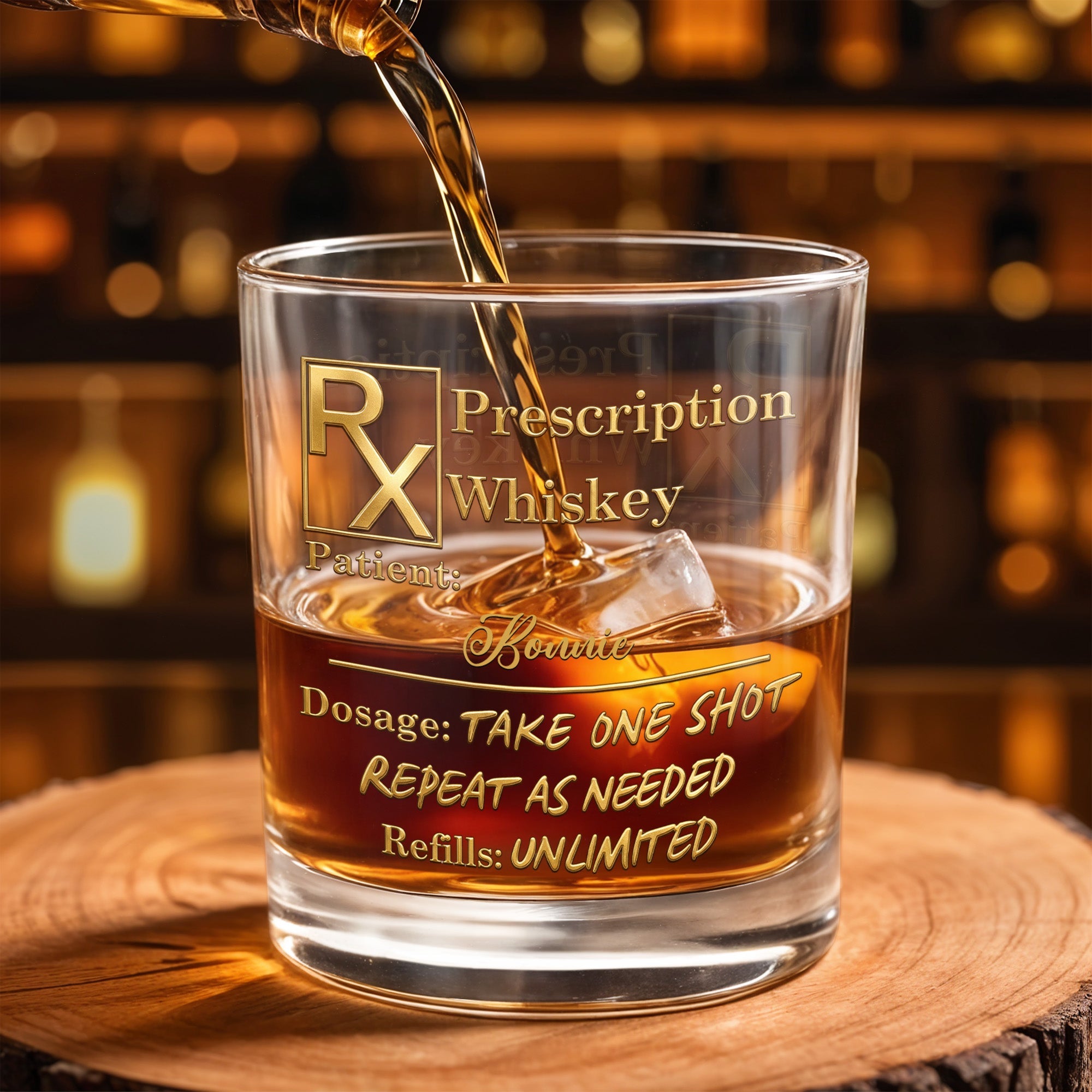 Personalized Custom Whiskey Glass Gift for Dad with RX Symbol Whiskey Glass GradoCreations