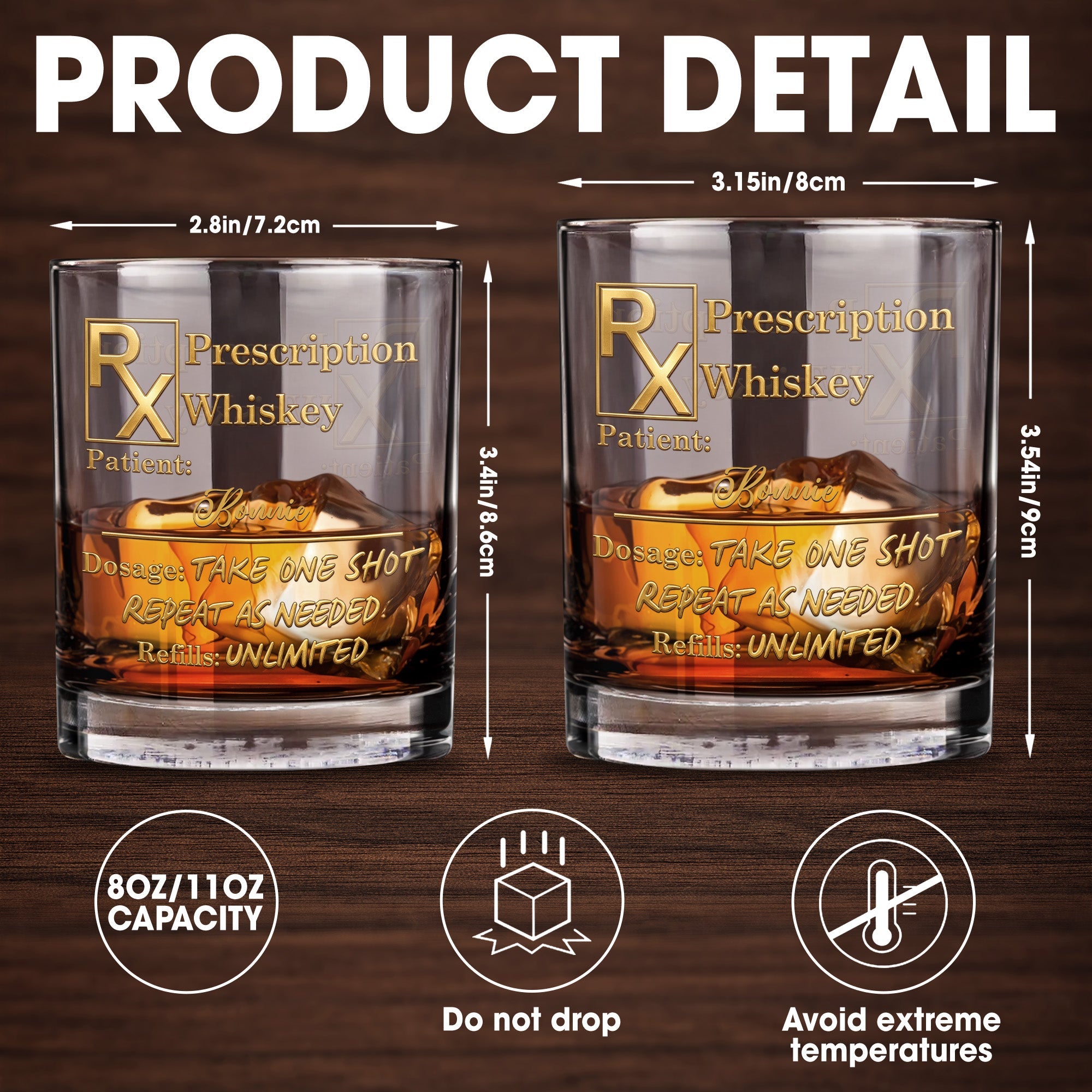 Personalized Custom Whiskey Glass Gift for Dad with RX Symbol Whiskey Glass GradoCreations