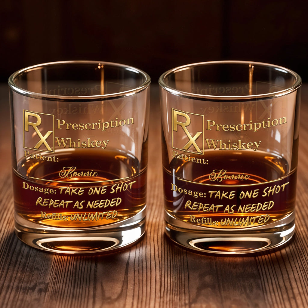 Personalized Custom Whiskey Glass Gift for Dad with RX Symbol Whiskey Glass GradoCreations