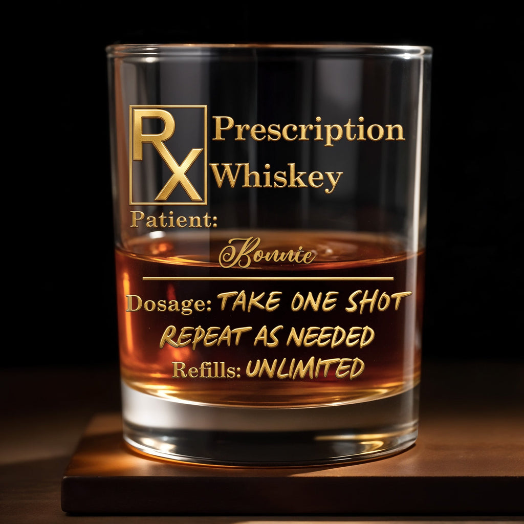 Personalized Custom Whiskey Glass Gift for Dad with RX Symbol Whiskey Glass GradoCreations