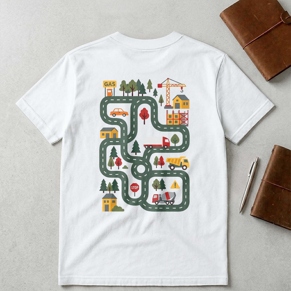 Personalized Custom T-Shirt for Dad | Unique Road Map Design T-Shirt Font and Back GradoCreations
