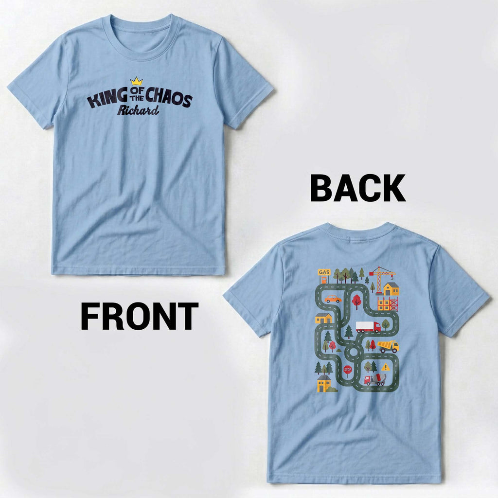 Personalized Custom T-Shirt for Dad | Unique Road Map Design T-Shirt Font and Back GradoCreations
