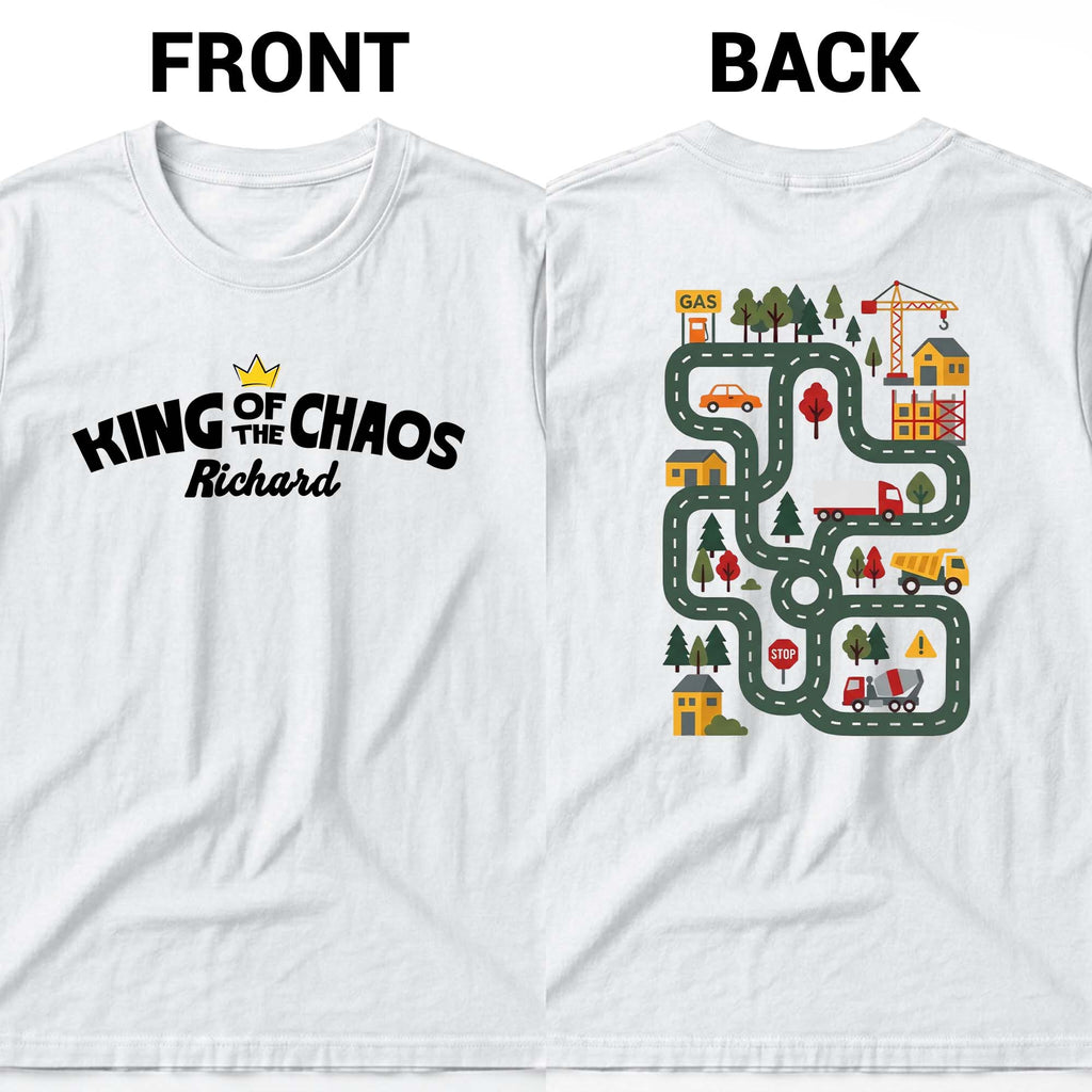 Personalized Custom T-Shirt for Dad | Unique Road Map Design T-Shirt Font and Back GradoCreations