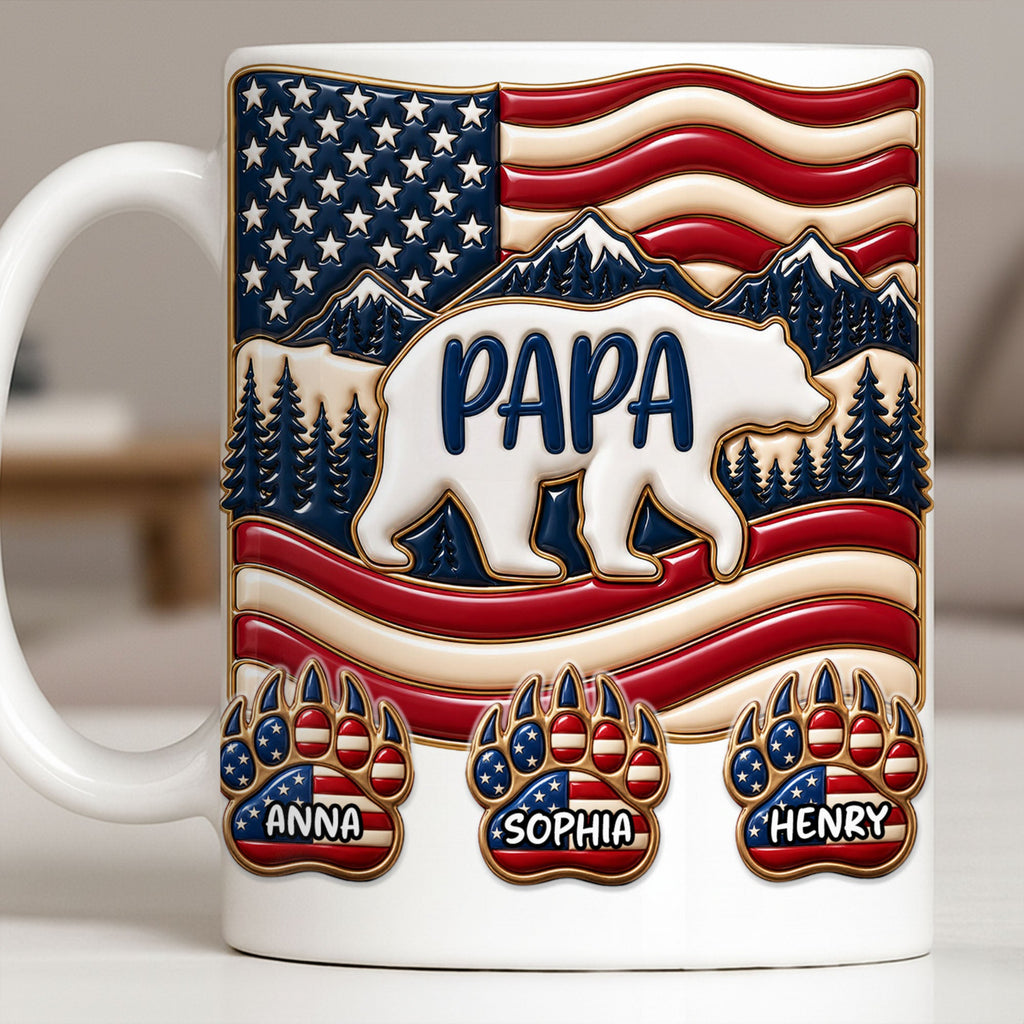 Personalized America Bear Coffee Mug Custom Gift for Dad Edge-to-edge Mug GradoCreations