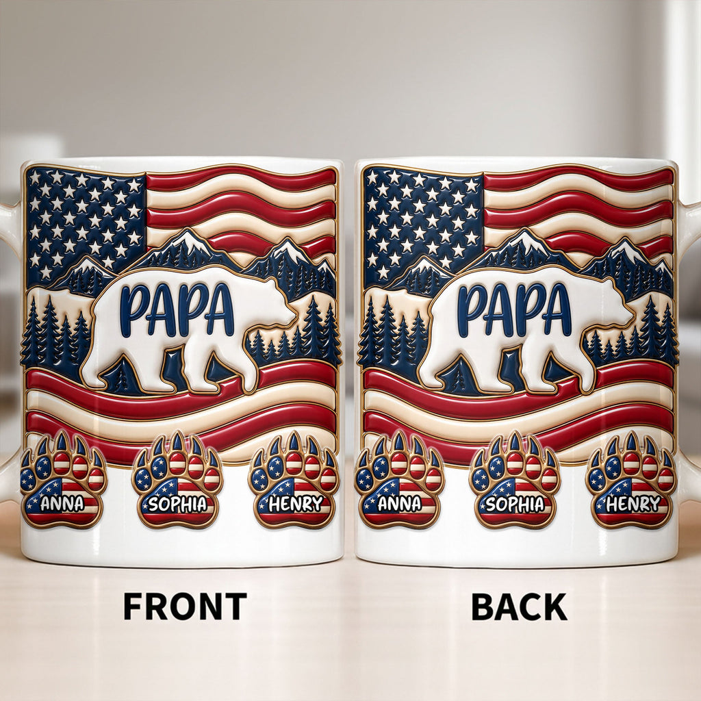 Personalized America Bear Coffee Mug Custom Gift for Dad Edge-to-edge Mug GradoCreations