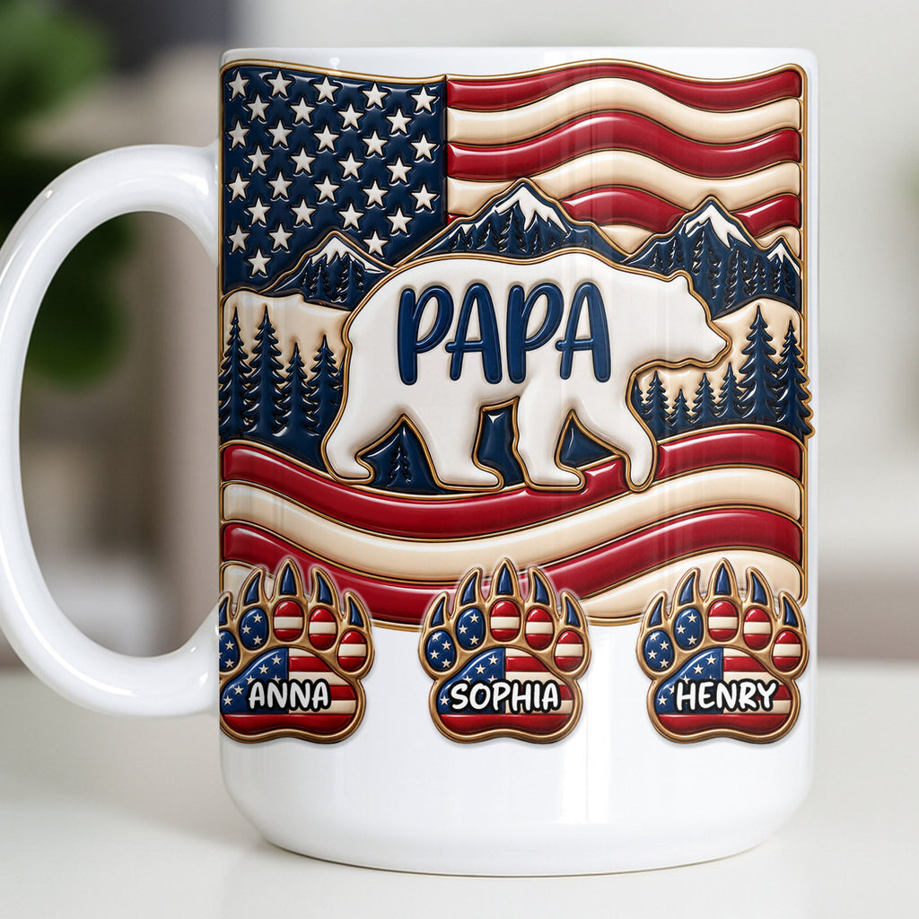 Personalized America Bear Coffee Mug Custom Gift for Dad Edge-to-edge Mug GradoCreations