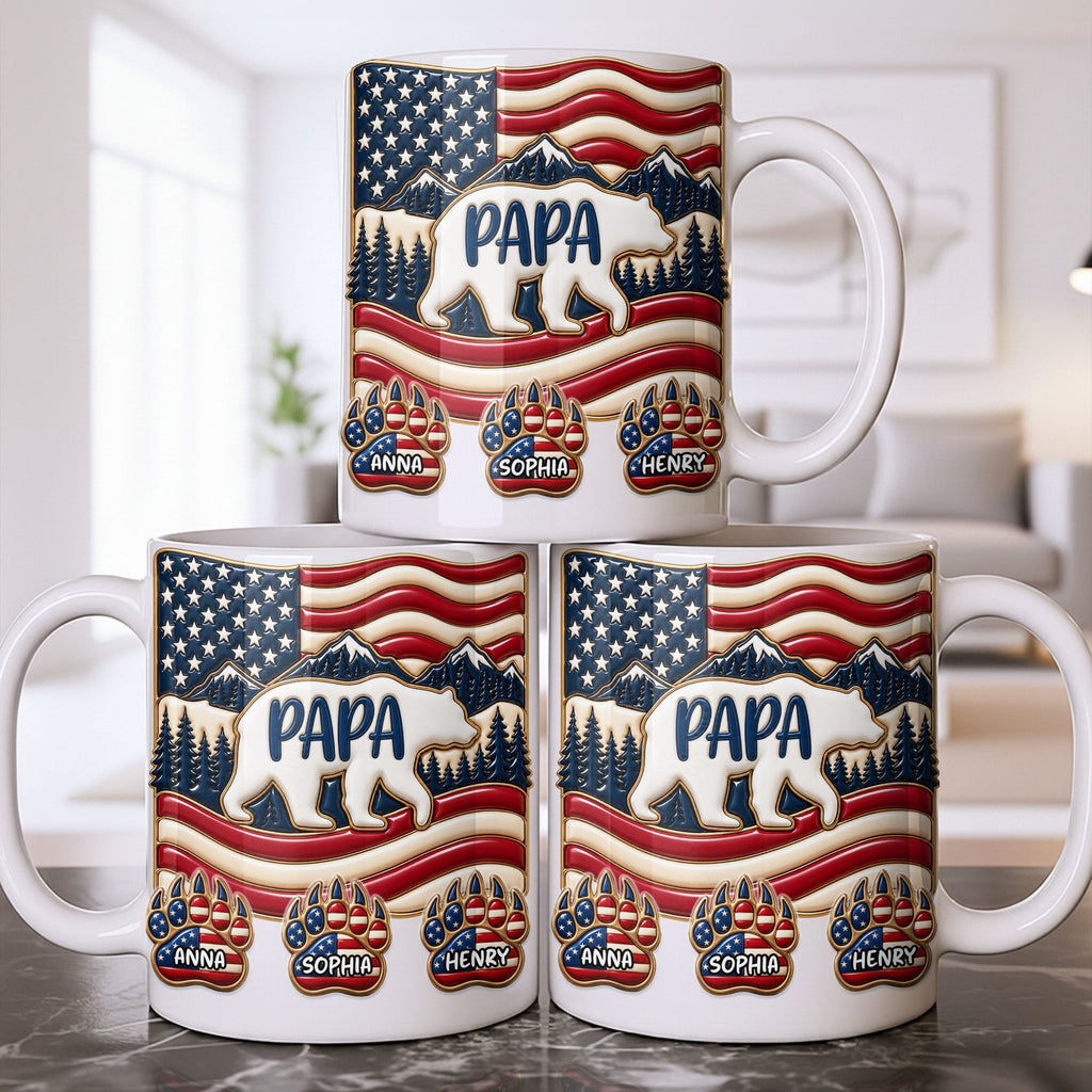Personalized America Bear Coffee Mug Custom Gift for Dad Edge-to-edge Mug GradoCreations