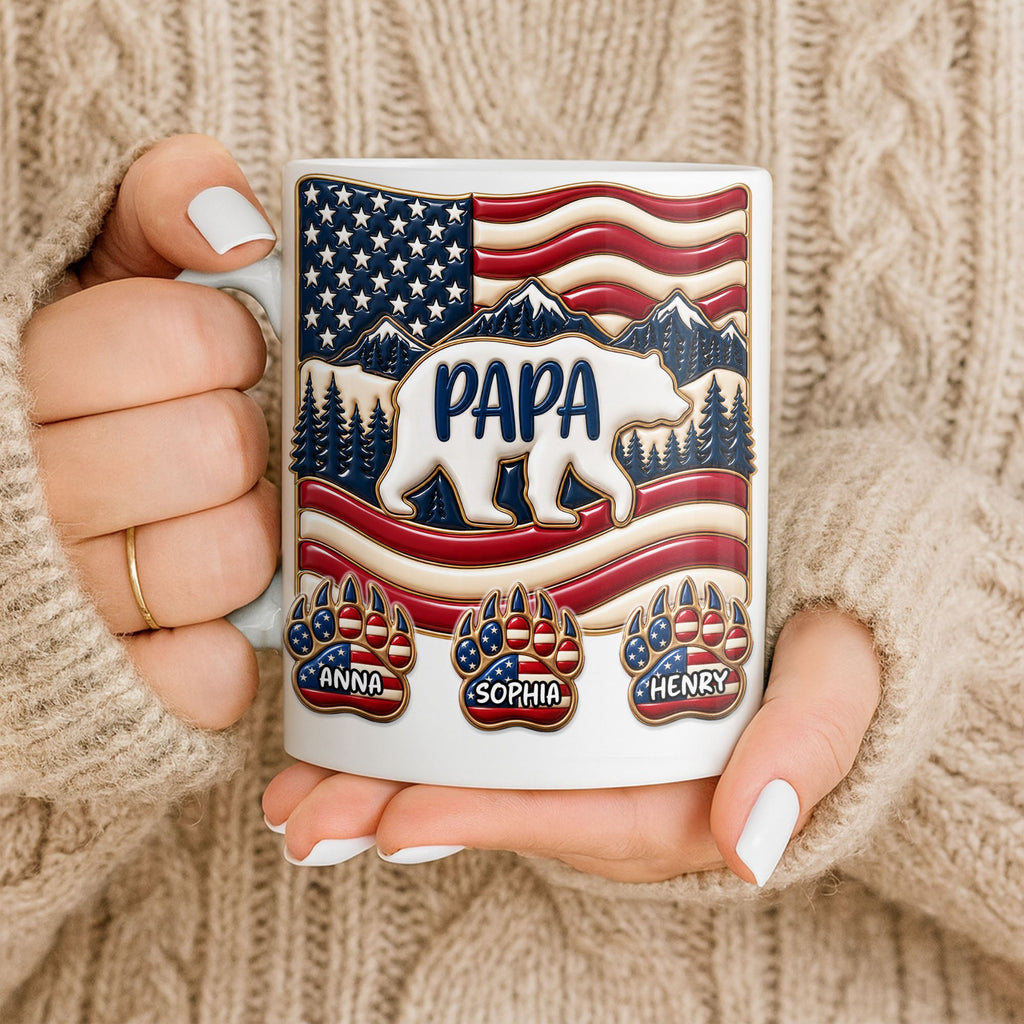 Personalized America Bear Coffee Mug Custom Gift for Dad Edge-to-edge Mug GradoCreations