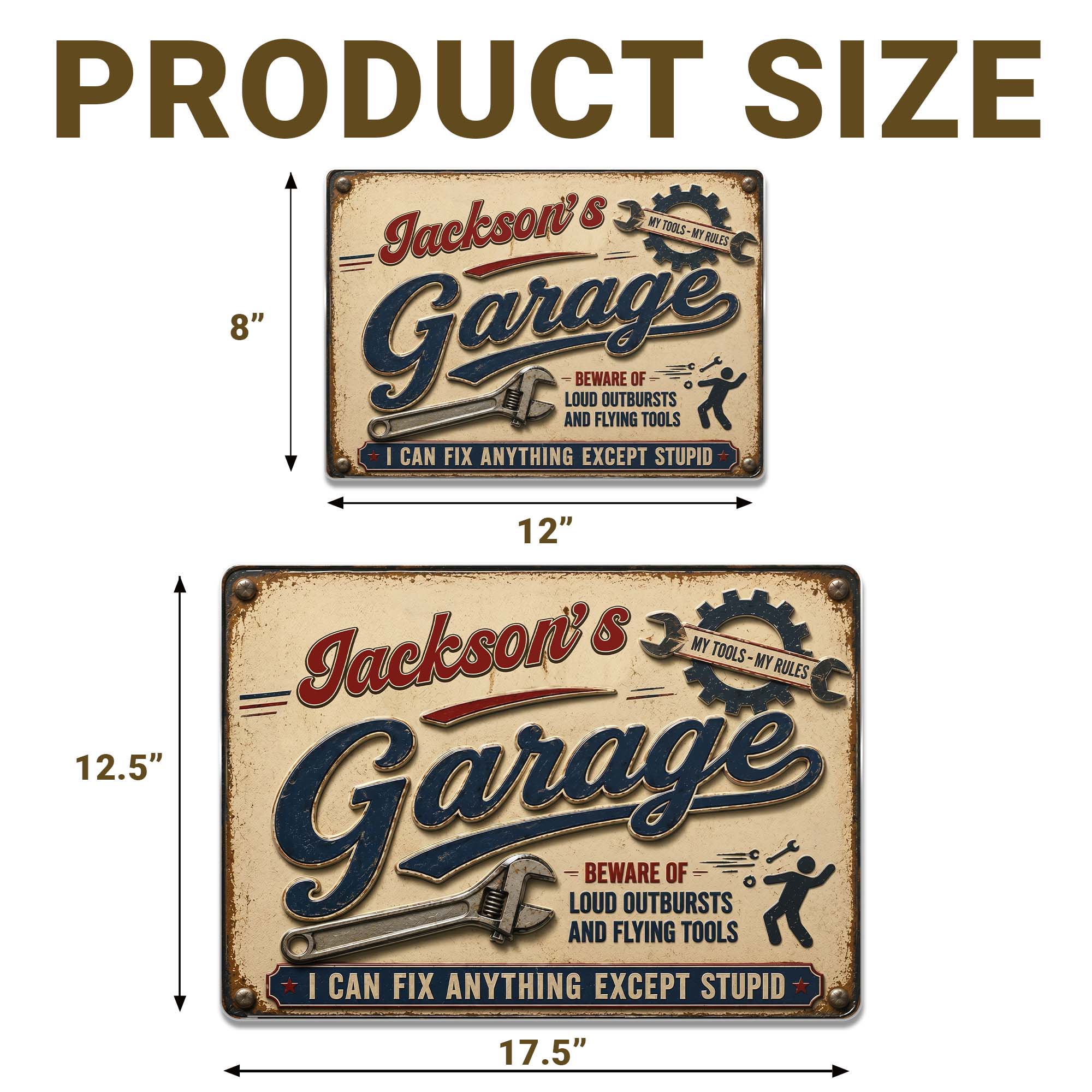 Personalized Garage Metal Sign Custom Name Gift for Dad Metal Sign GradoCreations