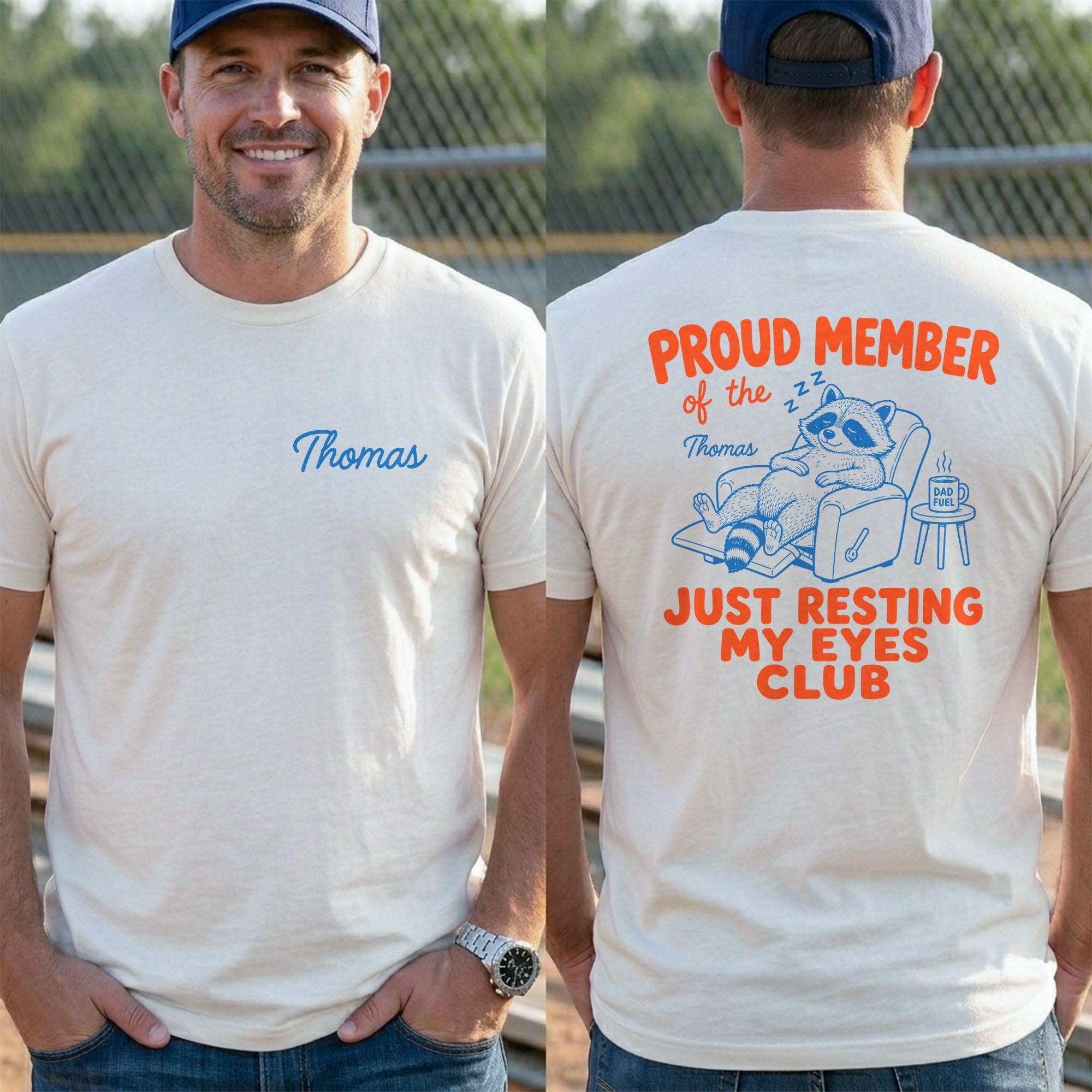 Personalized Just Resting My Eyes Club T-Shirt for Dad T-Shirt Font and Back GradoCreations