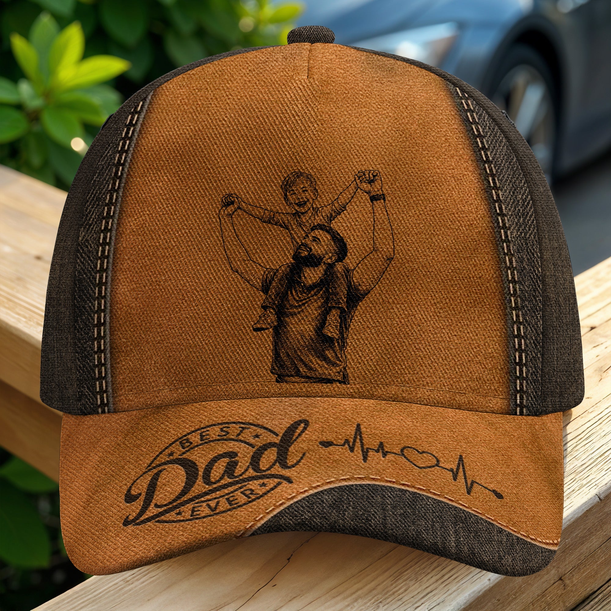 Personalized Classic Cap Best Dad Ever Heartbeat Gift for Dad Classic Cap GradoCreations